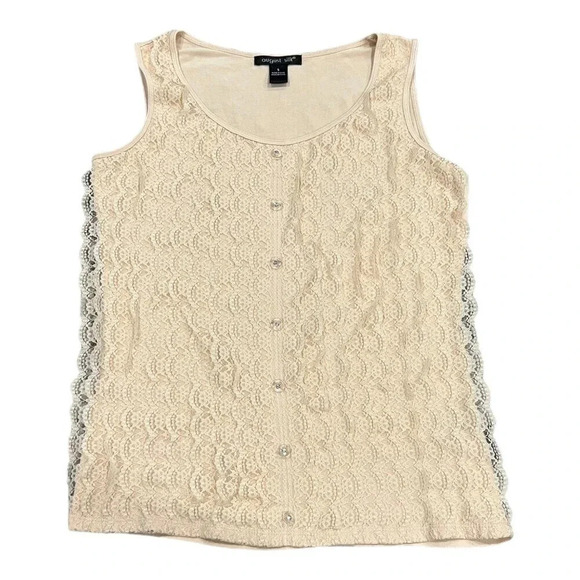 August Silk Cream Lace Front Sleeveless Top S - Picture 1 of 4